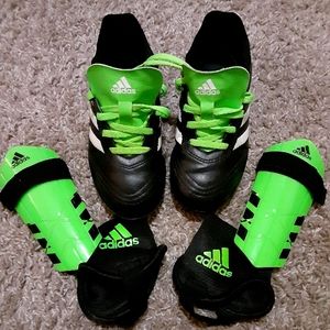 Youth ADIDAS Soccer Cleats Size 13k/Shin Guards